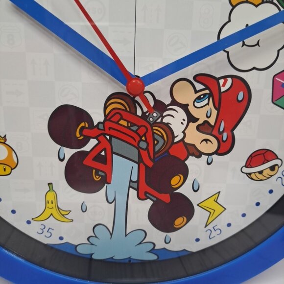 Mario Kart Wall Clock 10" Analog Display Banana Mushroom Turtle Coin Power Up - Picture 2 of 6